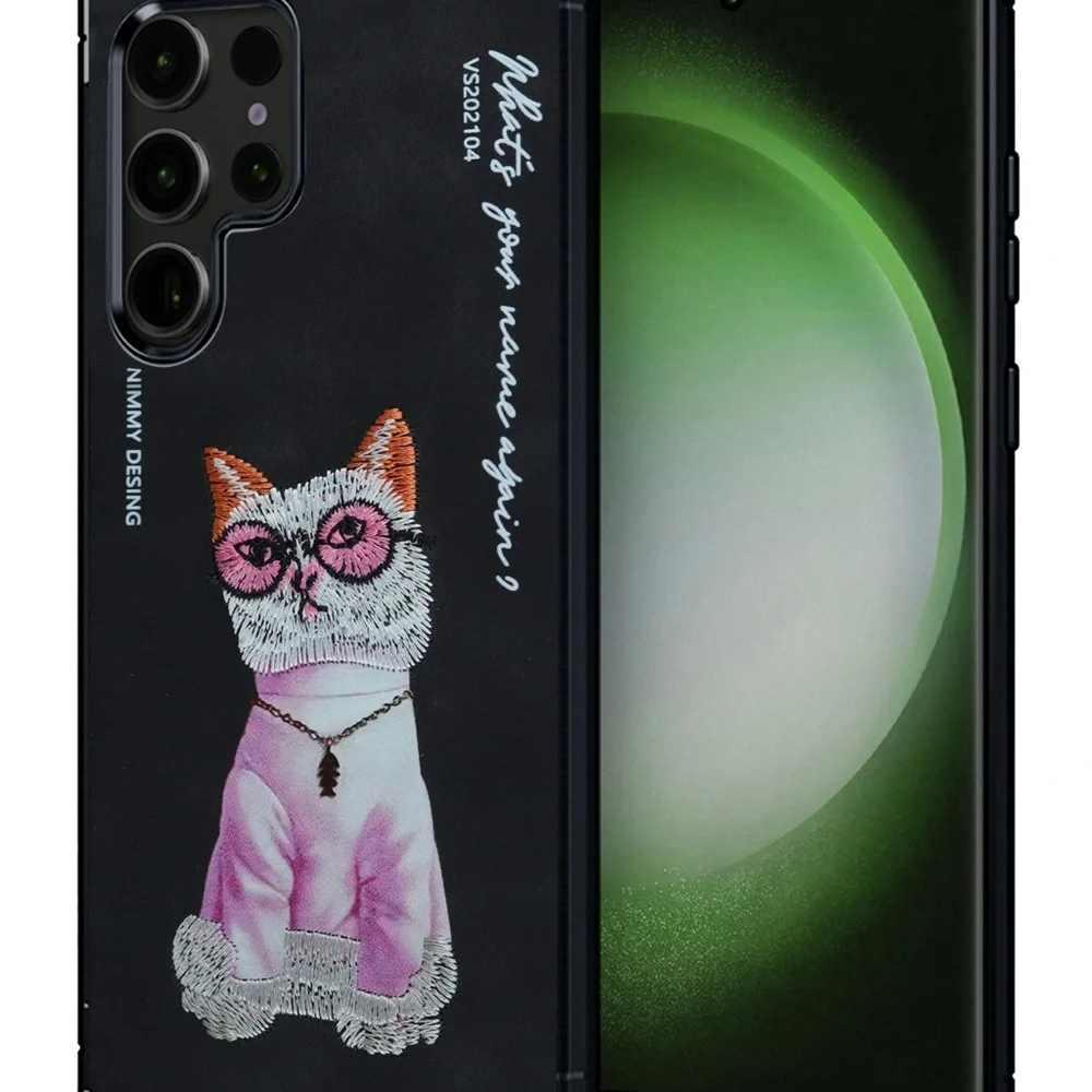 Samsung S25 Ultra Cat Phone Case~ Embroidery Cover~cool Swag 3D Nimmy Cartoon